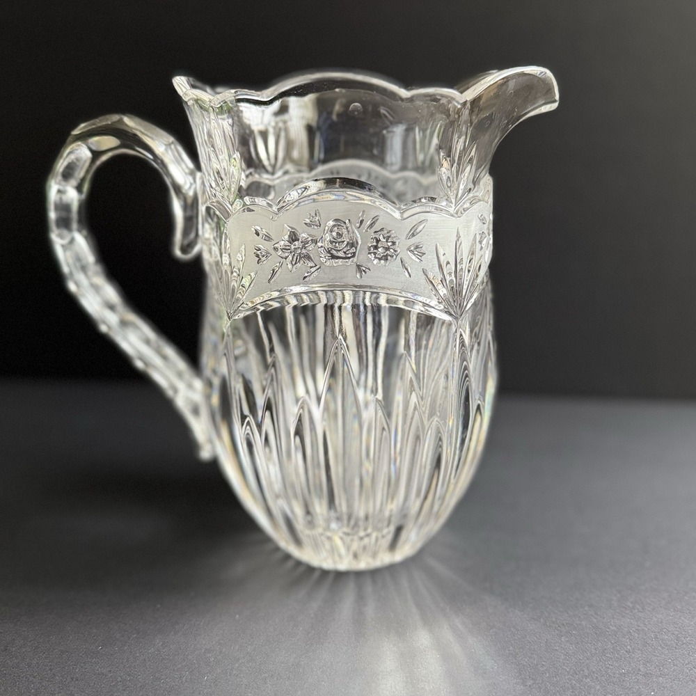 ONEIDA SOUTHERN GARDEN‎ HEAVY LEAD CRYSTAL PITCHER Mid-Century Modern  VGC